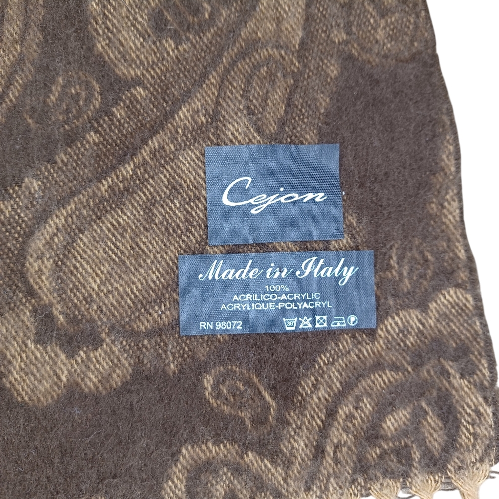 Cejon Brown Paisley Made in Italy Scarf - Picture 2 of 2